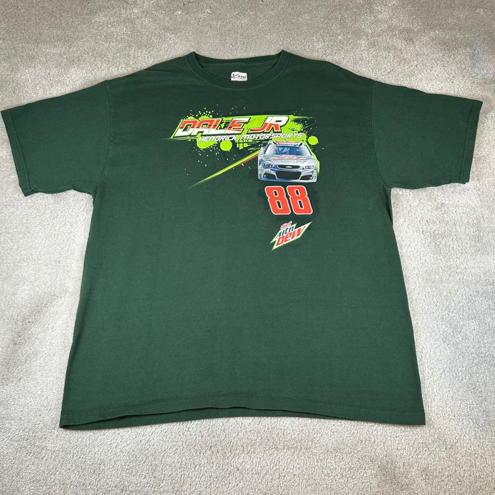 Chase‎ Authentics NASCAR T-Shirt Men XL Green Dale Earnhardt Jr 88 Mountain Dew